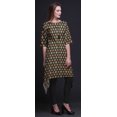 thumbnail image 4 of Bimba Hauts Imprimés Ikat à Losanges Noirs pour Femmes Kurti Asymétrique Robe d'Été pour Filles Petit, 4 of 6