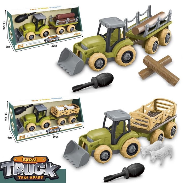 01544 - FARM TRACTOR W/TRAILER ASSORTED 2PC/SET