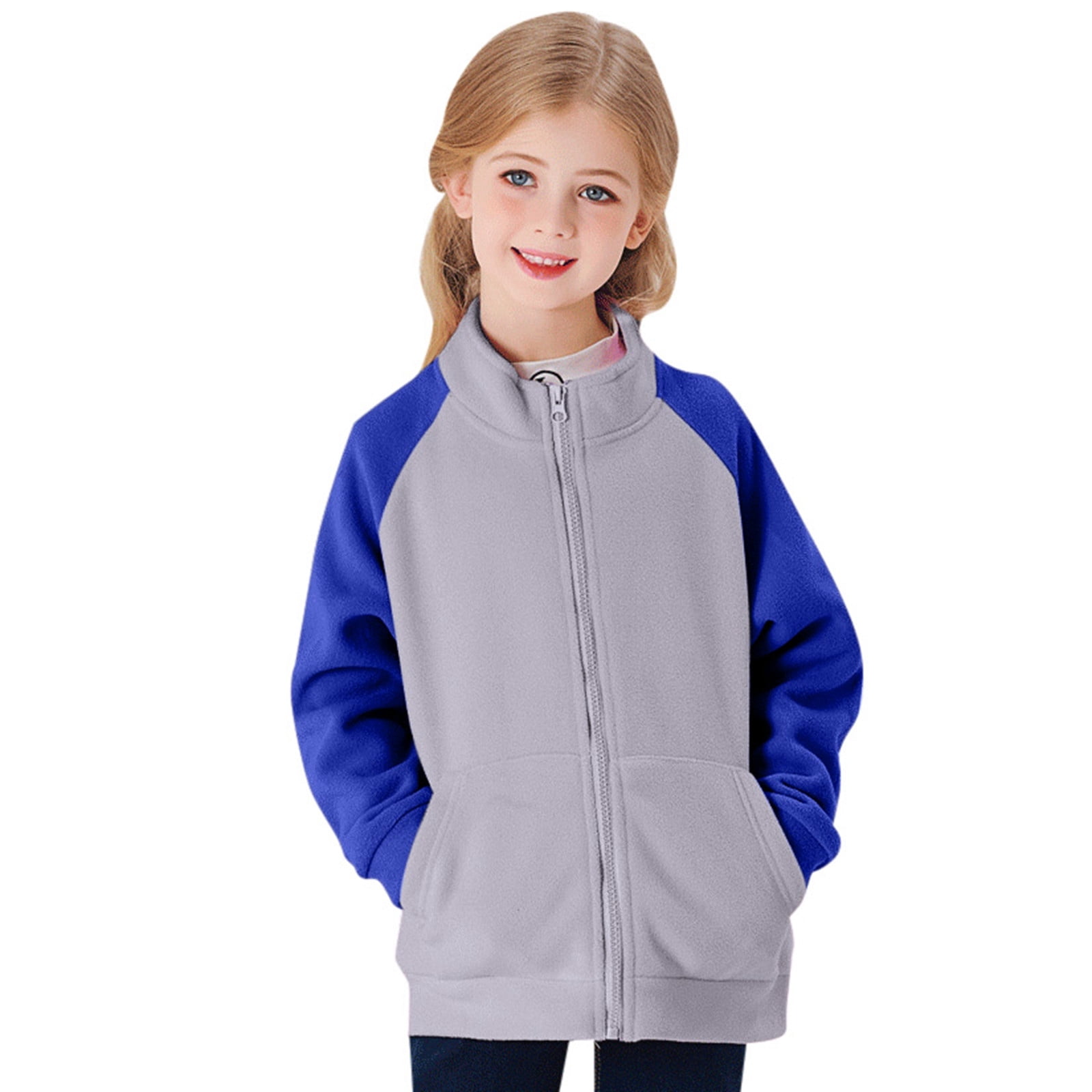 TZEWGL Full Zip Polar Fleece Jacket For Child Long Sleeve Crew Neck Coat For Kids size 11-12T
