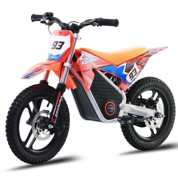 36V Electric Dirt Bike for Kids Aged 3-8, Brushless 250W Racing Grade Electric Motorcycle, Up to 15.5MPH & 3 Speed Settings, Safe Disc Brakes, 12'' Off-Road Knobby Tires, Orange