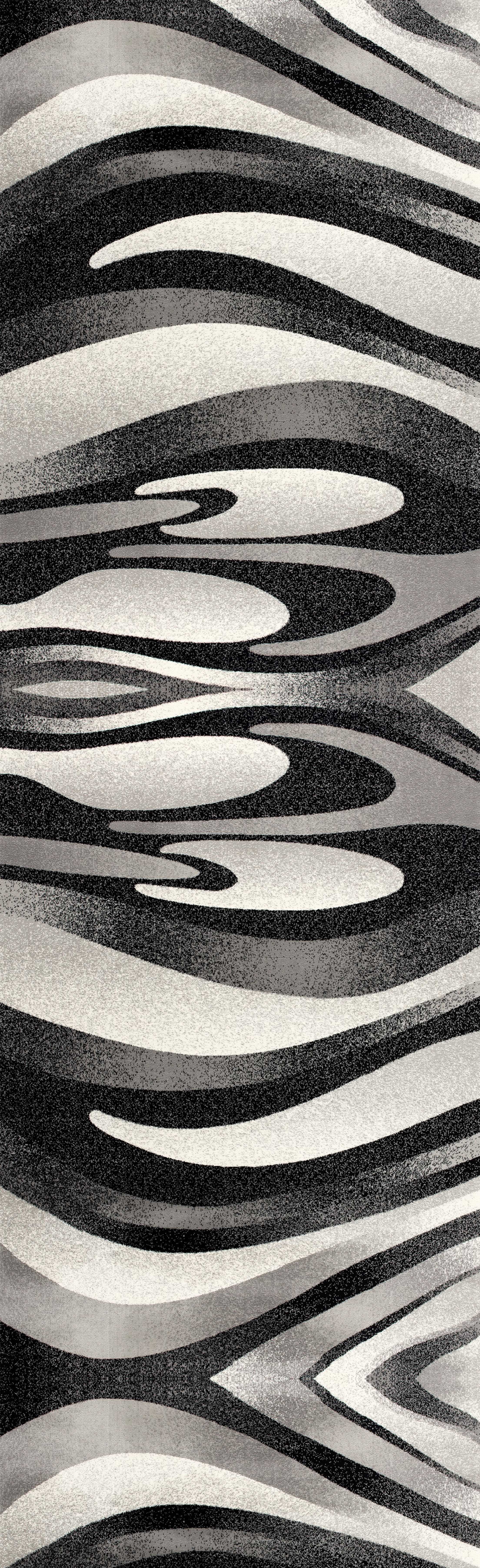 tapis de couloir d'intérieur abstrait, noir et gris, style bohème, montage branches 2' x 16' (taille exacte : 2'3" 16') - Entrée, couloir, salle bain cuisine