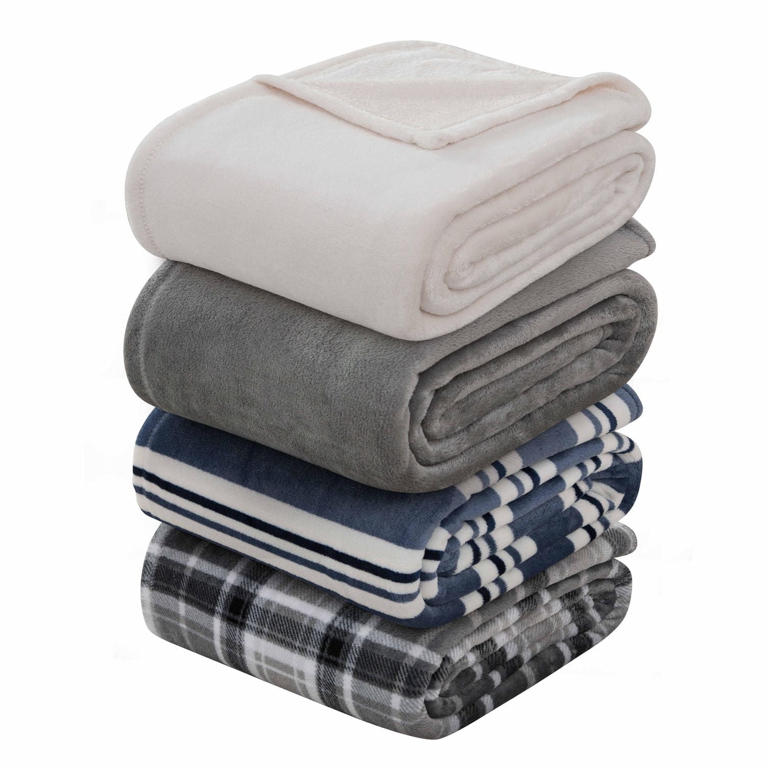 Mainstays Plush Blanket Gray Plaid T