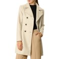 thumbnail image 2 of Unique Bargains Manteau Mi-Long à Double Boutonnage pour Femme à Revers Cranté, 2 of 7