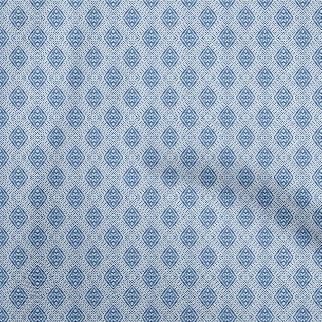 oneOone Velvet Sky Blue Fabric Running Stitch Sewing Material Print Fabric By The Yard 58 Inch Wide