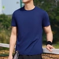 thumbnail image 1 of Styesk T Shirts for Man Solid-Color Casual Elastic Sports Short Sleeved Round-Neck Blouses, 1 of 5