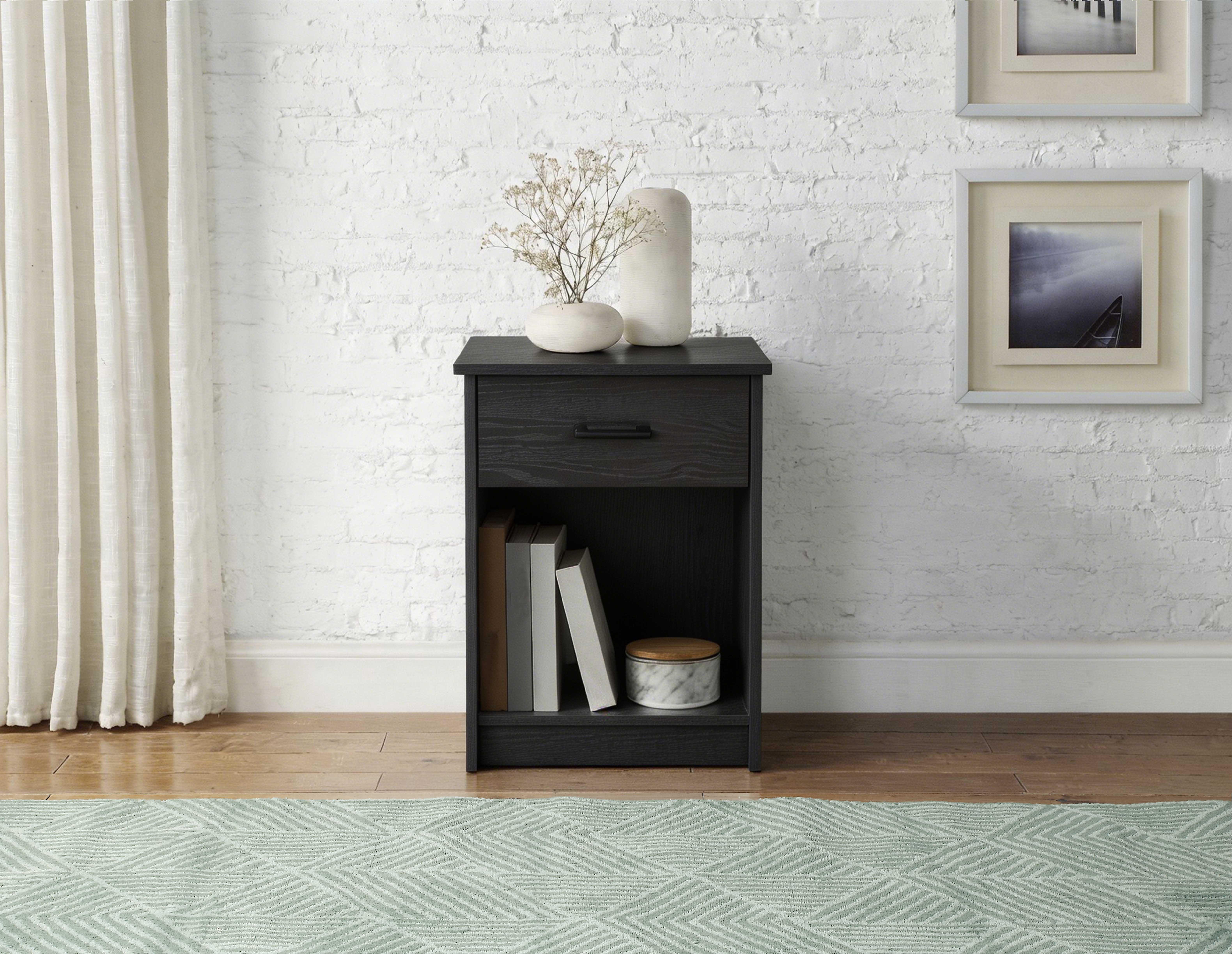 Mainstays Single Drawer Nightstand, Dark Oak