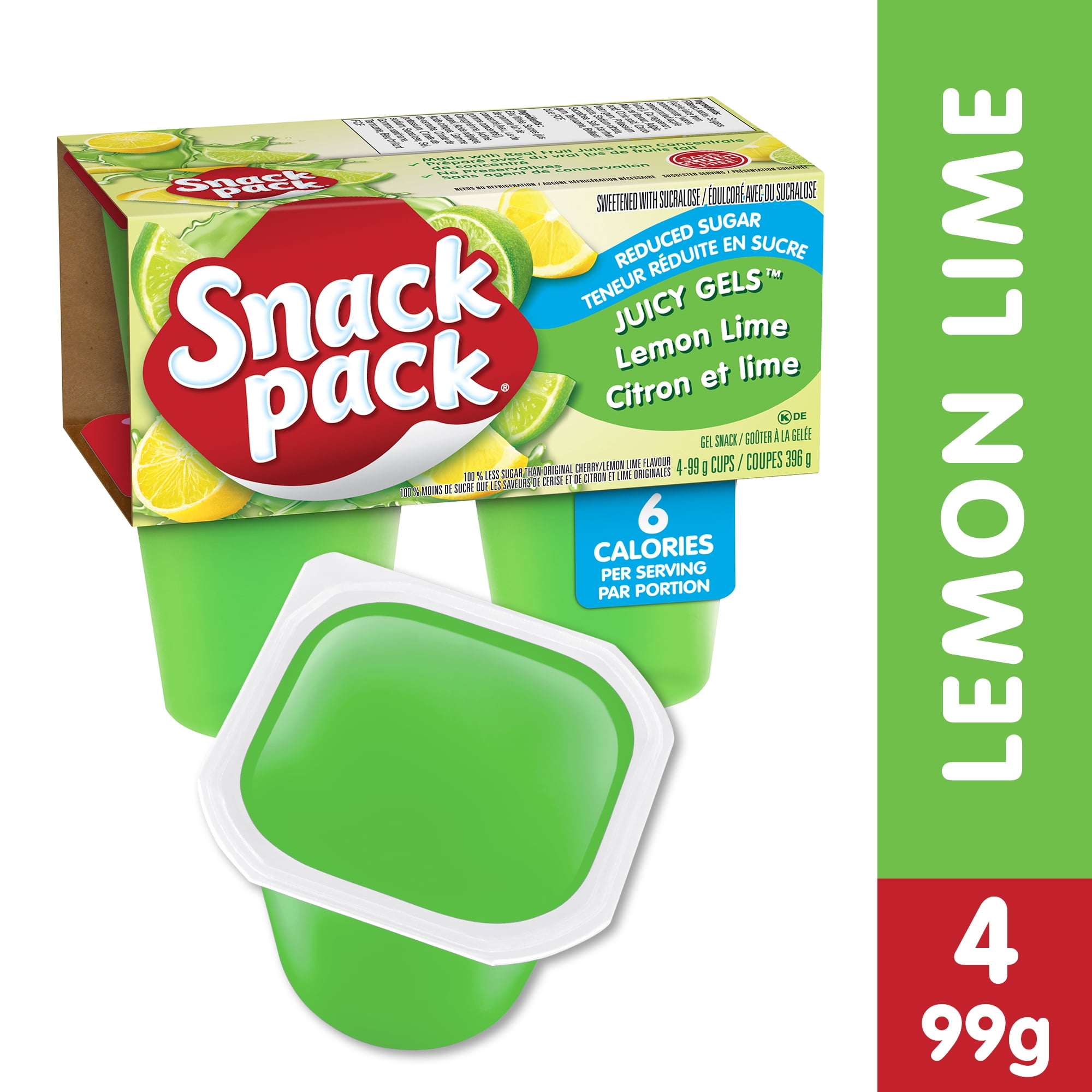 Snack Pack® Juicy Gels® Reduced Sugar Lemon Lime Fruit Juice Cups