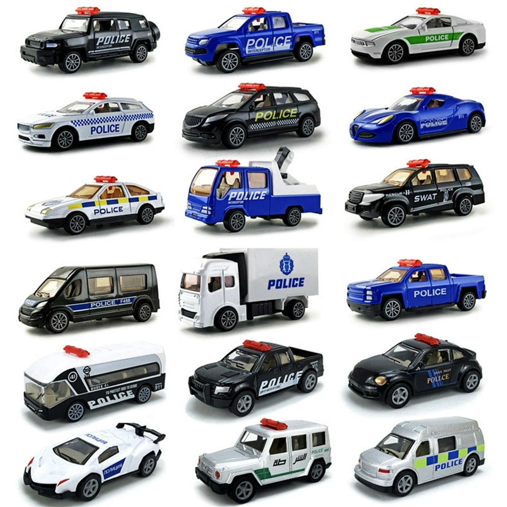MesaSe Modèle de Voiture Boc Réaliste Opération Simple Modèle de Voiture de Police en Alliage Jouet pour Enfants pour Jeu Interactif