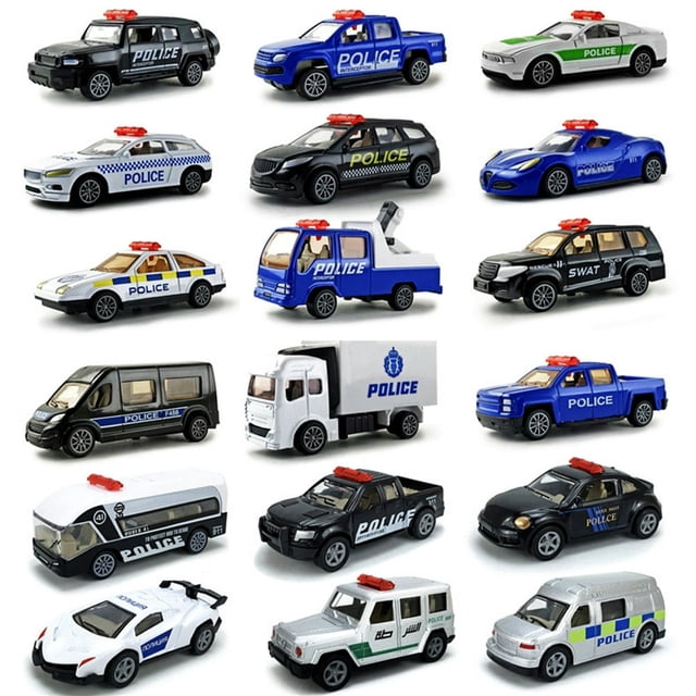 MesaSe Modèle de Voiture Boc Réaliste Opération Simple Modèle de Voiture de Police en Alliage Jouet pour Enfants pour Jeu Interactif