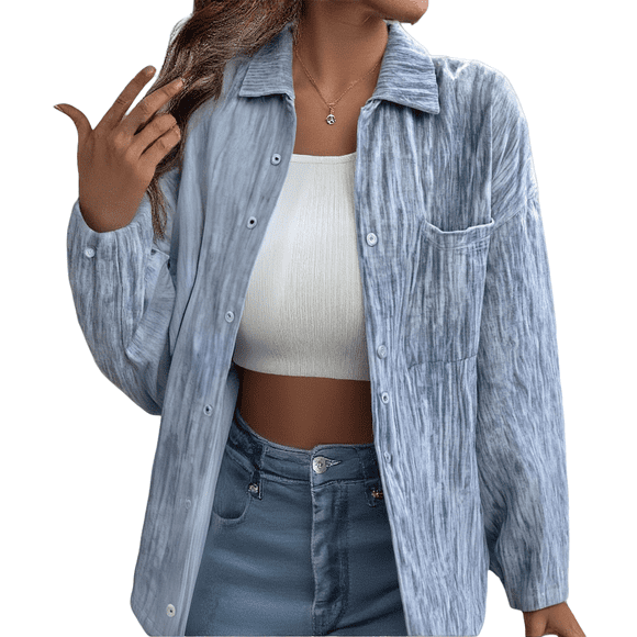 iHPH7 Womens Jean Jacket Casual Outerwear Denim Trench Coat Women Denim Shacket Jeans Jacket for Women Denim Outfit for Women Boyfriend Denim Jacket Light Blue XXL