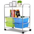 thumbnail image 1 of Patiojoy 4-Drawer Rolling Storage Cart Metal Rack Organizer Shelf with Wheels Green+ Blue, 1 of 6