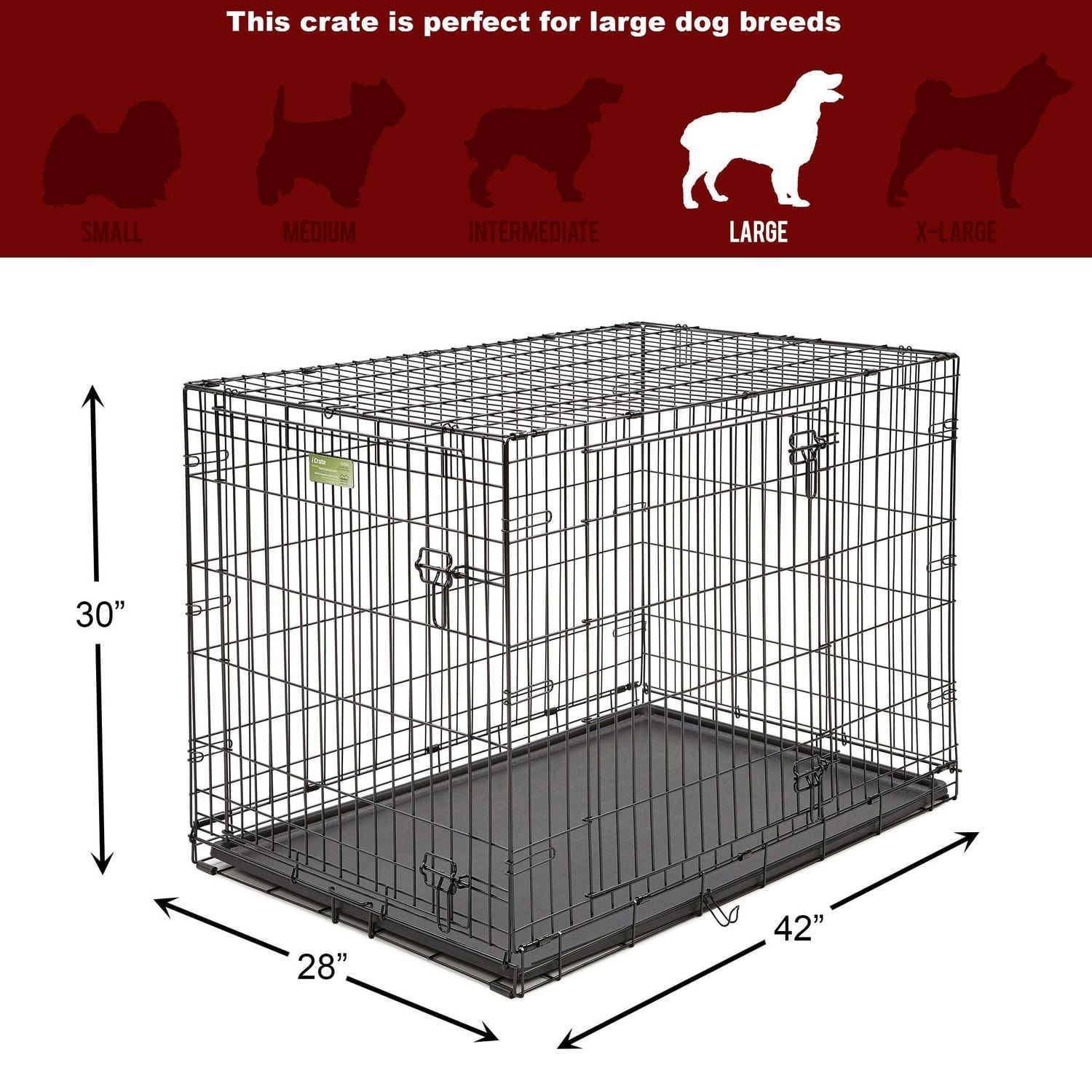 Midwest iCrate Caisse Pliante pour Chien à Double Porte avec Panneau de Séparation