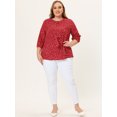 thumbnail image 3 of Agnes Orinda Blouse en Mousseline de Bureau à Volants pour Femme Grande Taille, Col Rond Noué au Cou, 3X Rouge Blanc, 3 of 5