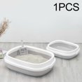 thumbnail image 3 of DOLITY Bac à Sable à Rebords Hauts pour Chat, Toilette Portable pour Chiot Gris Moyen, 3 of 9