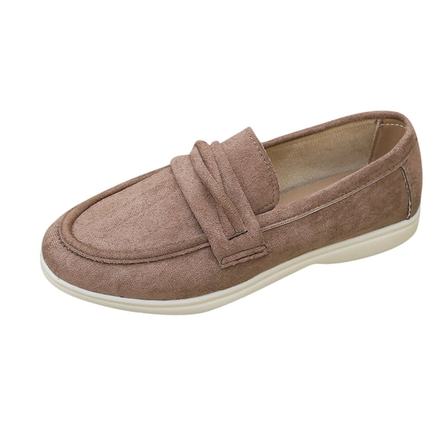 Xfvqtps Mocassins Décontractés pour Femmes à Enfiler Chaussures Plates Confortables Automne Respirantes Bout Rond Mocassins avec Semelle Intérieure Coussinée Chaussures de Marche Légères Kaki