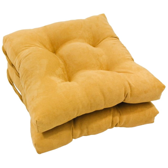 16-inch Solid Micro Suede Square Tufted Chair Cushions (Set of 2)
