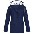 thumbnail image 1 of HTNBO Hooded Solid Color Rain Coats for Women Outdoor Windproof Plus Size Rain Jackets, 1 of 3