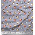 thumbnail image 1 of Soimoi Georgette Viscose Fabric Triangle & Cow Cartoon Print Fabric by Yard 42 Inch Wide, 1 of 3