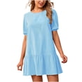 thumbnail image 2 of Gspmoly Casual Dresses for Women, Women'S Summer Loose Fits Dress Cotton Linen Round Neck Short Sleeve Dress Work Dresses for Women Weekly Deals, 2 of 6