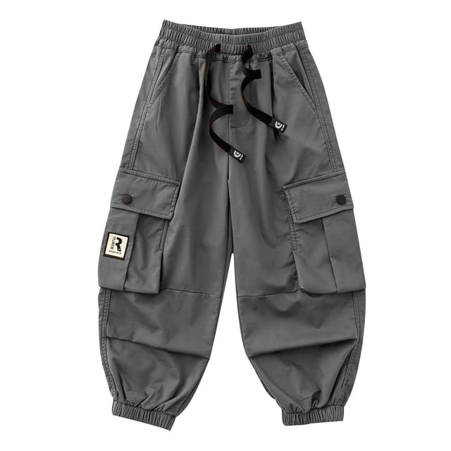Spring Saving! HVOBTTY Kid's Long Straight Leg Cargo Pants, Children's Pants Spring Product Solid Color Work Pants with Multiple Pockets Loose Pants for Boys and Gray, 13 Years