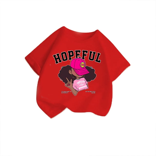 T-shirts Filles Été Cool Imprimé Graphique Col Rond Manches Courtes Décontracté Hauts Filles Rouge 13-14 Ans