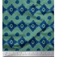 thumbnail image 1 of Soimoi Green polyester Crepe Fabric Aztec Geometric Printed Craft Fabric by the Yard 42 Inch Wide, 1 of 3