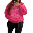 thumbnail image 2 of Spider Web Print Women‘s Zip Hoodies with Long Sleeves and Oversized Fit, 2 of 4