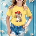 thumbnail image 2 of PMVFHDE Tenue de Pâques Fille T-Shirt Graphique de Pâques / Imprimé Lapin et Oeuf Manches Courtes Col Rond / T-Shirt de Fête en Coton Doux pour Tout-Petit / Tenue Décontractée Printemps Été Jaune,8-9 Ans, 2 of 4