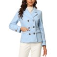 thumbnail image 1 of INSPIRE CHIC Caban à Revers Cranté à Double Boutonnage pour Femme Bleu Pâle TP, 1 of 5