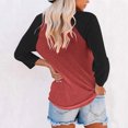 thumbnail image 4 of Plebaso T-Shirts à Manches 3/4 pour Femmes Col Rond Hauts à Blocs de Couleur Décontractés Amples T-Shirts Blouses pour Femmes, 4 of 4