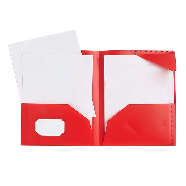 ZTTD Plastic Folders with Pockets, Pack of 1, Poly Two Pocket Folder, Heavy Duty 2 Pocket File Folders A5 Size, 2-Pocket Folders for Home and Office (Style5-Red)