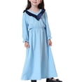 thumbnail image 2 of XZNGL Long Sleeve Dress for Girls Muslim Long Dress Medium Big Girls Long Sleeve V Neck Colorblock Dress Girls Long Sleeve Dress Girls Long Dress V Neck Dress, 2 of 7