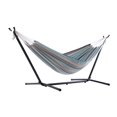 thumbnail image 1 of Vivere Brazilian Style Sunbrella Double Hammock with Steel Stand, Gateway Mist, 1 of 5