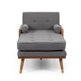 thumbnail image 1 of Fortas Chaise Longue en Tissu Style Mid-Century Modern, Gris et Noyer Foncé, 1 of 1