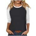 thumbnail image 1 of Timegard Womens Tops Plus Size Crewneck 3/4 Sleeve Color Block Comfy Tshirts Fall Casual Loose Tops, 1 of 7