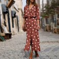 thumbnail image 2 of Ketyyh-chn99 Robes de Soirée pour Femmes Robe Évasée à Fleurs Robes T-shirt Décontractées Robe de Plage Bohème à Manches Longues Rouge, TG, 2 of 4