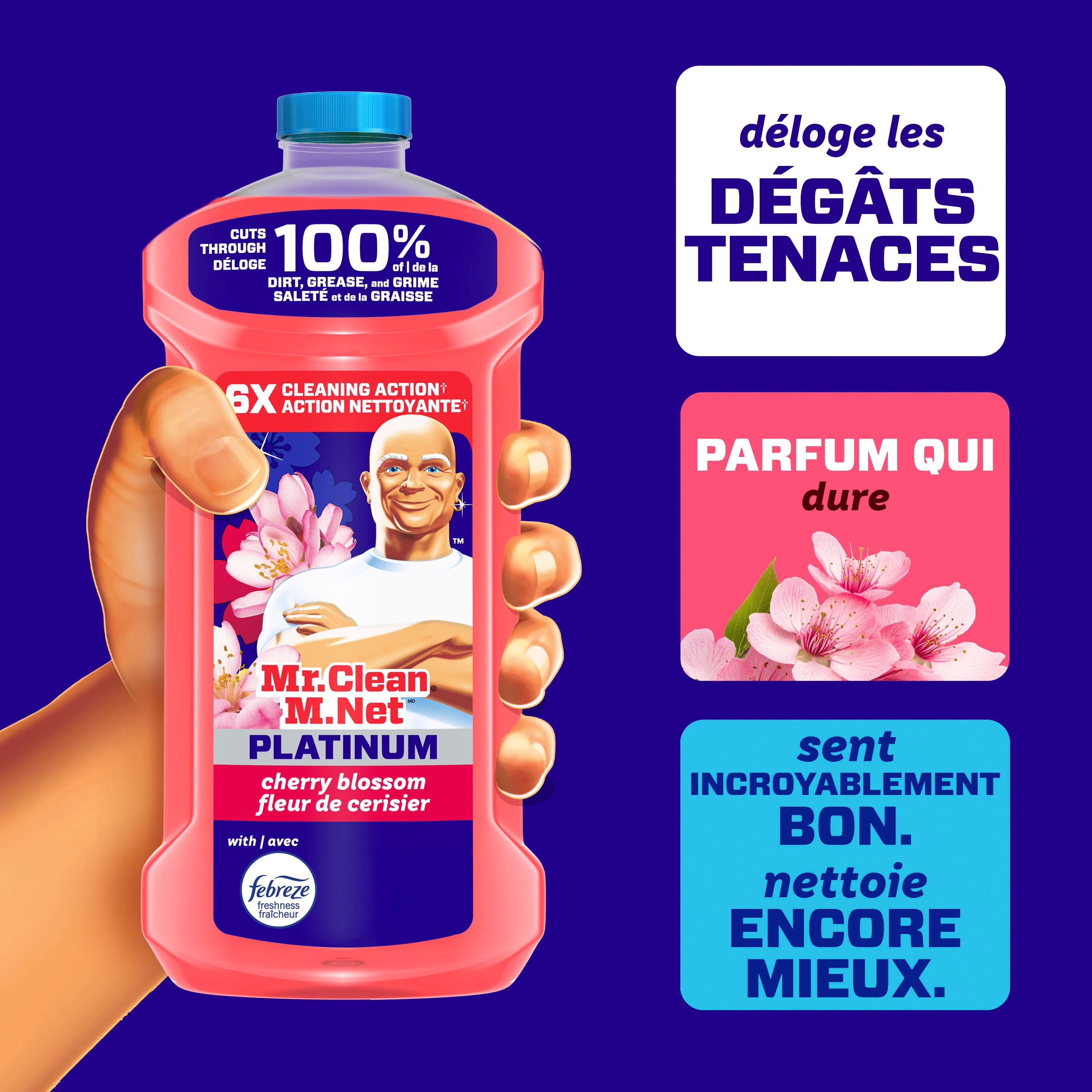 Nettoyant tout usage M. Net, nettoyant pour planchers, savon pour vadrouille, nettoyant liquide, Fleur de cerisier, 1,21 L