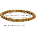 thumbnail image 2 of Bracelet Extensible en Perles Rondes de 6 mm en Pierre Précieuse Grain de Bois Mat Naturel 7 Pouces Unisexe, 2 of 5