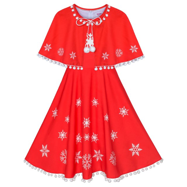 Robe Fille Cape Rouge Cape Noël Nouvel An Fête 7 Ans