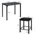 thumbnail image 2 of Patiojoy 3PCS Counter Height Table Set 2 Chairs Bar Dining Room Faux Marble Black, 2 of 7