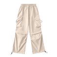 thumbnail image 2 of RKSTN Womens Pants Casual New Pants Design Sense Of Casual Sports Pants Drawstring Cargo Pants Wide-leg American Style Multiple Pockets High Waisted Soft Comfortable Straight Leg Pants, 2 of 6