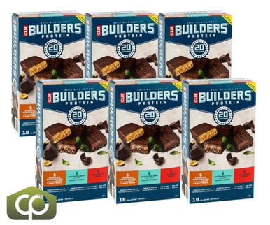 Clif Bar Builders Protein - 18 Bars x 68g (2.4 oz), Complete Plant Protein (6/Case)