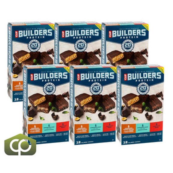 Clif Bar Builders Protein - 18 Bars x 68g (2.4 oz), Complete Plant Protein (6/Case)