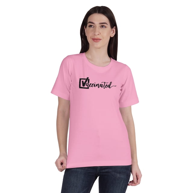 Inkmeso T-shirt à Col Rond Vacciné Pro-Vaccin en Coton pour Femmes