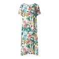 thumbnail image 3 of Cameland Robe d'Été pour Femme Décontractée à Col en V avec Boutons, Manches Courtes, Imprimée, Coupe Évasée, avec Poche, 3 of 4