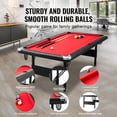 thumbnail image 3 of KFFKFF Pool Table, 7-foot, Compact Folding Design, Complete Billiard Set with Balls, Sticks, Chalks, and Brush, Black Frame with Red Felt, Ideal for Home Entertainment for All Ages, 3 of 9