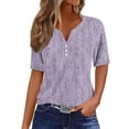 thumbnail image 2 of Womens Fashion Printed Short Sleeves Blouse Round Neck Casual Tops, 2 of 4