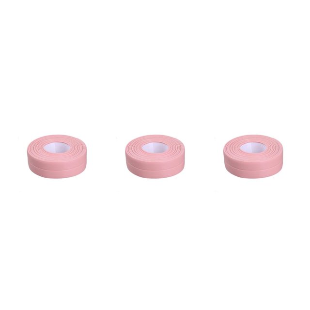 bedienty Sealing Strips Waterproof PVC Mildew-Proof Wall Sticker Strong Smooth Self Adhesive Tape Shower Countertop Restaurant 3.2m*2.2cm Pink 3Set