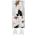 thumbnail image 4 of IROINID Women's Short Cardigan Open Front Jacket Solid Color Long Sleeve Leisure Loose Dark Color Rope Knitting Cardigan Jacket, White, 4 of 5