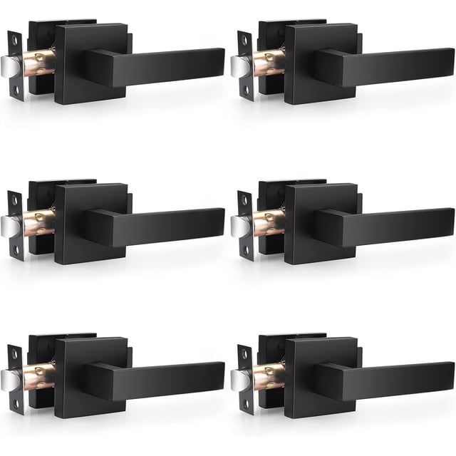 Matte Passage Door Levers Square Hall Closet Door Handles Heavy Duty Interior NonLocking Lever Sets Reversible for Right/Left Handed Door